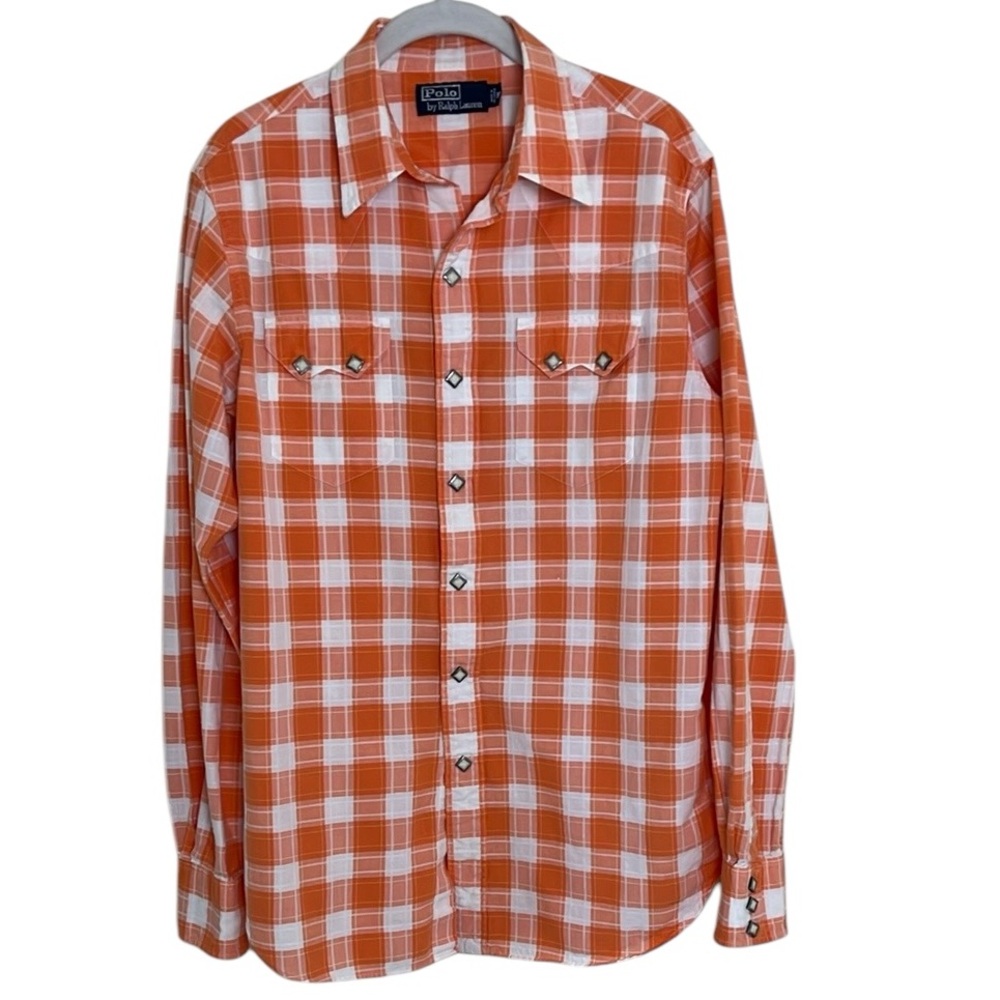 Polo Ralph Lauren Plaid Snap Front Western Shirt Sz M